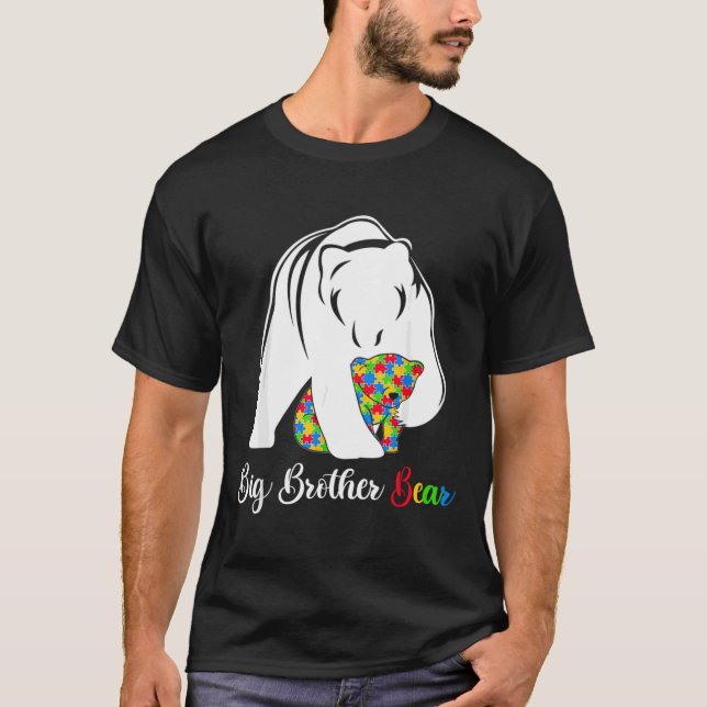 Autism Brother Big Brother Bear Autism Awareness T-Shirt (Front)