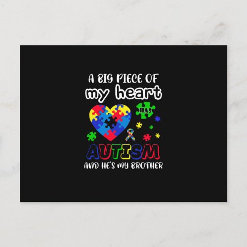 Autism Brother Sister Love Puzzle Heart Autistic Postcard