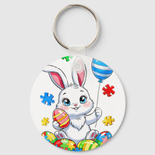 Autism Bunny Eggs Autism Awareness Easter Da Keychain