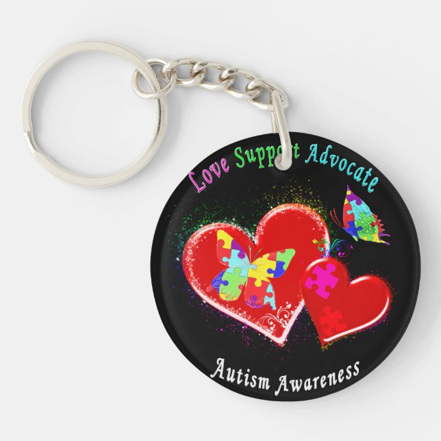 Autism Butterflies in Hearts Keychain (Front)