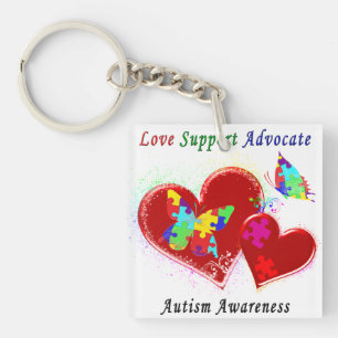 Autism Butterflies in Hearts Keychain