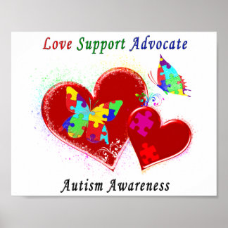 Autism Butterflies in Hearts Poster