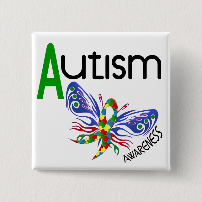 AUTISM Butterfly 3.1 Pinback Button (Front)