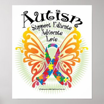 Autism Butterfly 3 Poster by fightcancertees at Zazzle