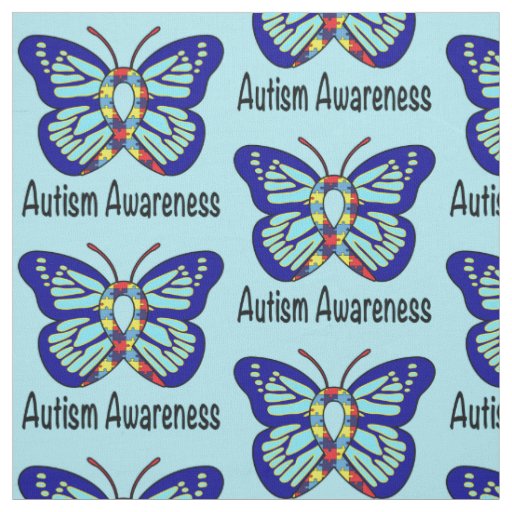 Autism Butterfly Awareness Ribbon Fabric