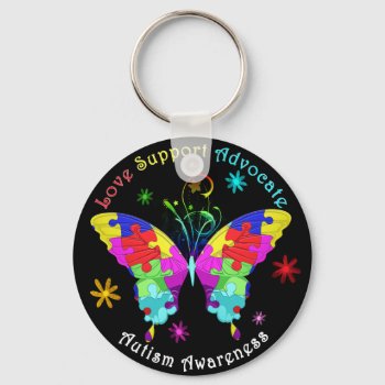 Autism Butterfly Keychain by AutismSupportShop at Zazzle