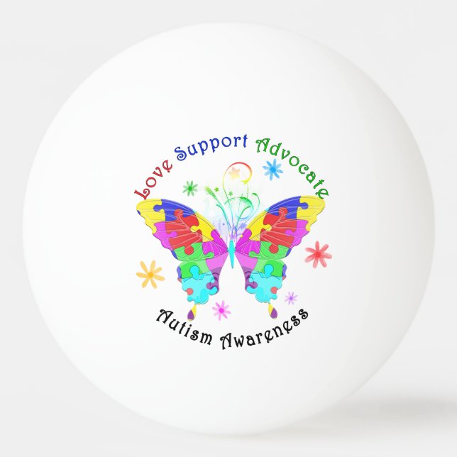 Autism Butterfly Ping-Pong Ball (Back)