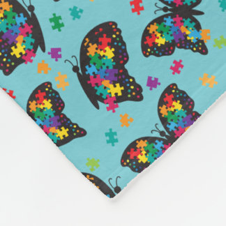 Autism Butterfly Puzzle Pattern Fleece Blanket