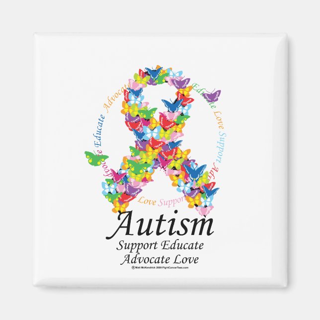 Autism Butterfly Ribbon Magnet (Front)