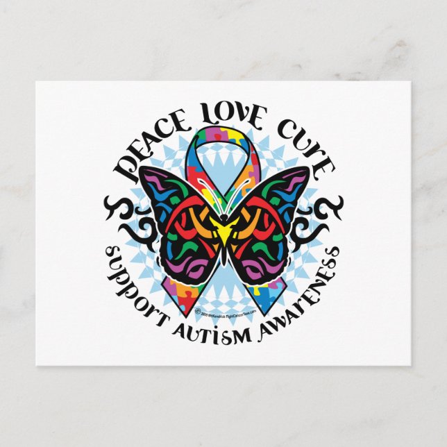Autism Butterfly Tribal 2 Postcard (Front)