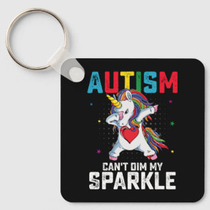 Autism Can't Dim My Sparkle Unicorn Awareness Keychain