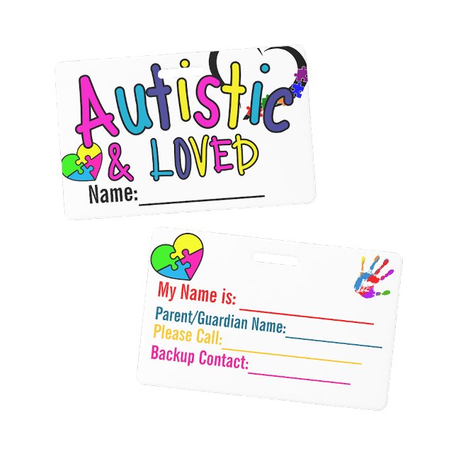 Autism Card id Alert Name Badge (Autism Alert Id Name Badge)