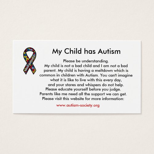 Autism cards business card templates
