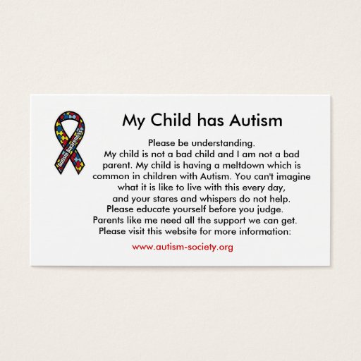Customizable Autism cards business card templates