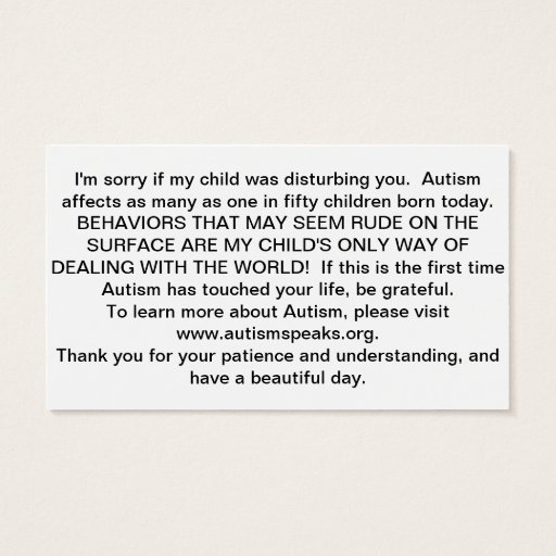Customizable Autism cards business card template
