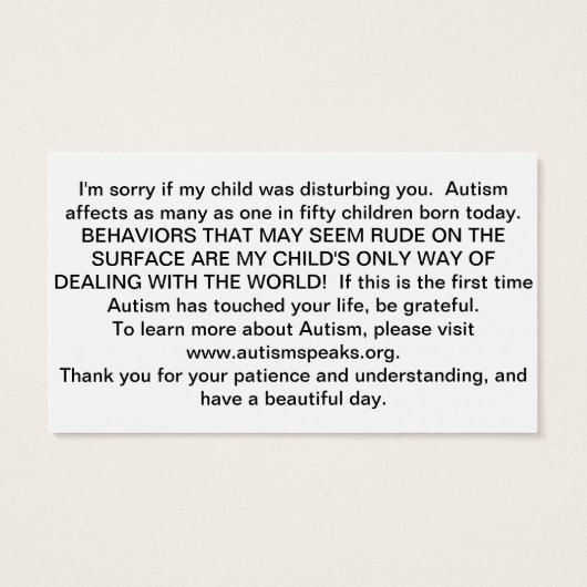 Autism cards (Back)