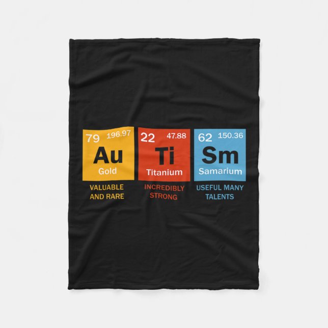 Autism Chemistry Periodic Table Elements Autism Aw Fleece Blanket (Front)