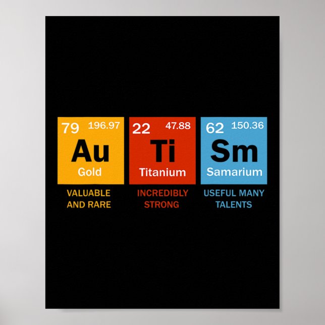 Autism Chemistry Periodic Table Elements Autism Aw Poster (Front)