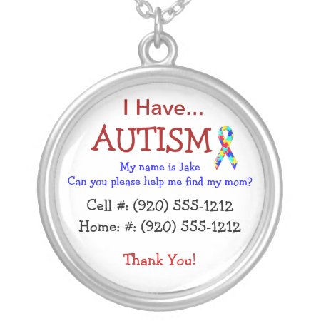 Autism Child's Id Necklace (fully Changeble Text)