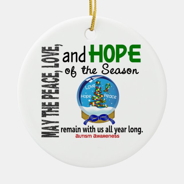 Autism Christmas 3 Snow Globe Ornaments (Front)