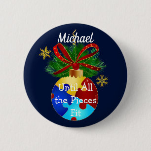 Autism Christmas Bauble Button