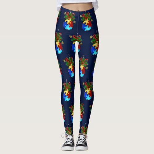 Autism Christmas Bauble Leggings