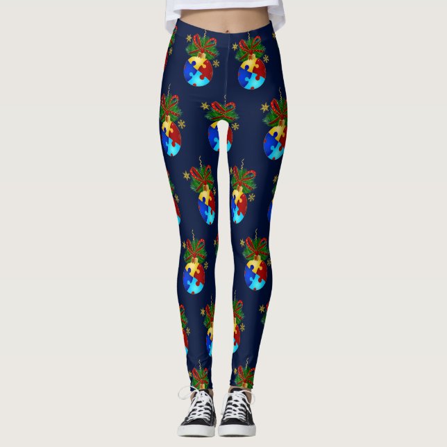 Autism Christmas Bauble Leggings (Front)