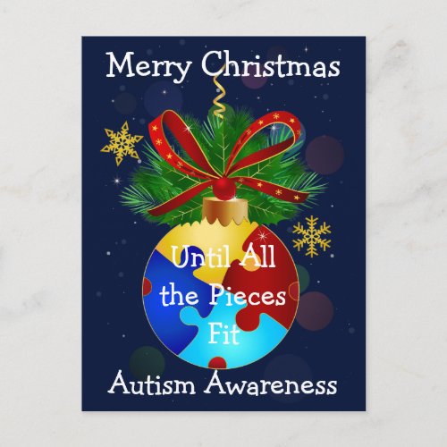 Autism Christmas Bauble Postcard