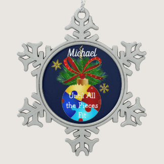 Autism Christmas Bauble Snowflake Pewter Christmas Ornament