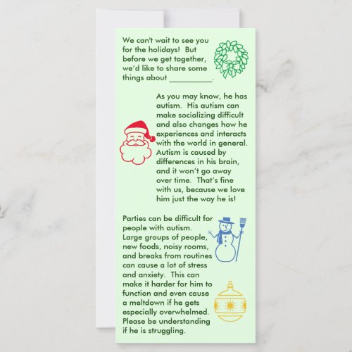 Autism Christmas Boy Flat Card