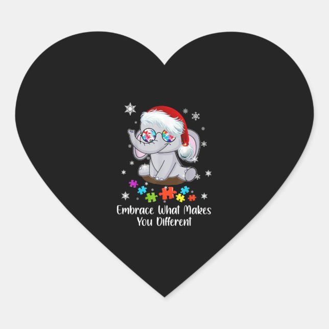 Autism Christmas Embrace What Makes You Different Heart Sticker (Front)