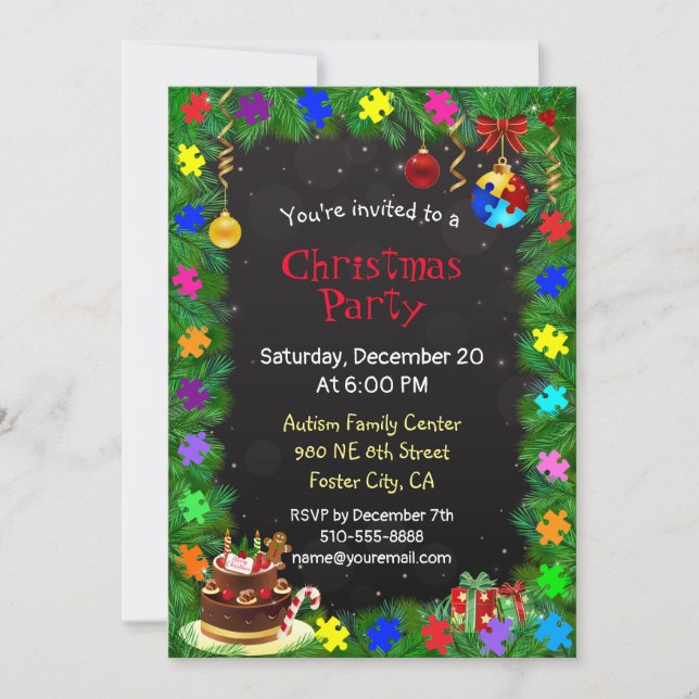 Autism Christmas Party Invitation (Front)