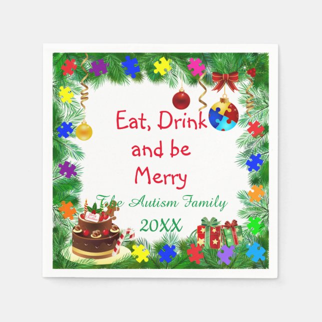 Autism Christmas Party Napkins (Front)