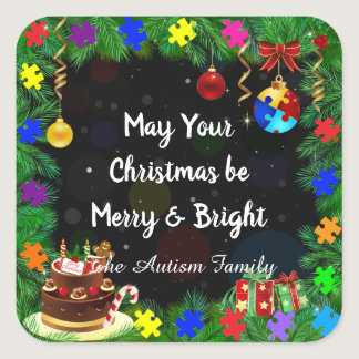 Autism Christmas Party Square Sticker