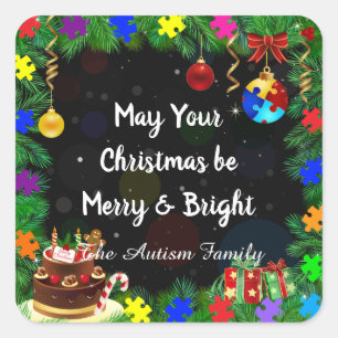 Autism Christmas Party Square Sticker