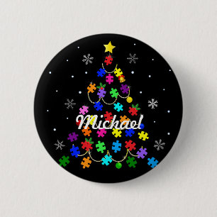Autism Christmas Tree Button