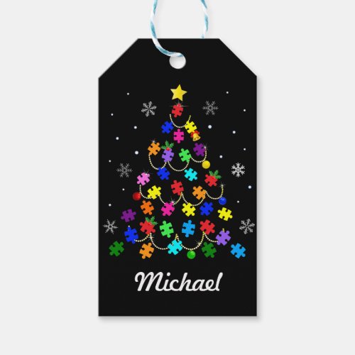 Autism Christmas Tree Gift Tags