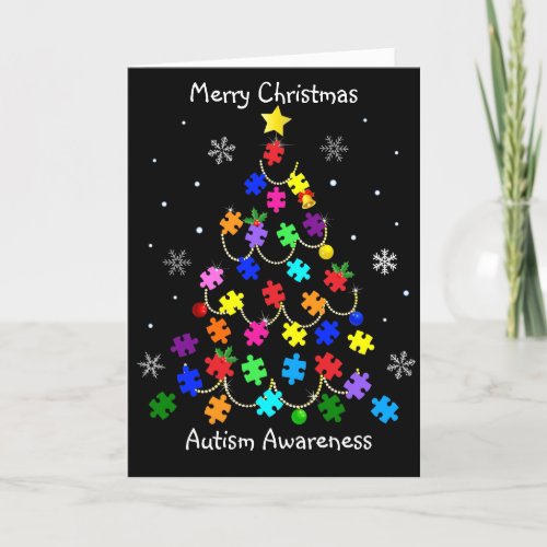 Autism Christmas Tree Holiday Card