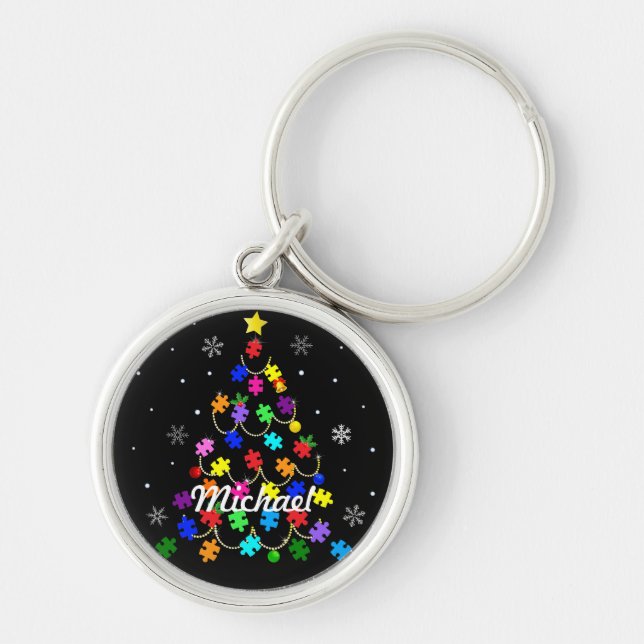 Autism Christmas Tree Keychain (Front)