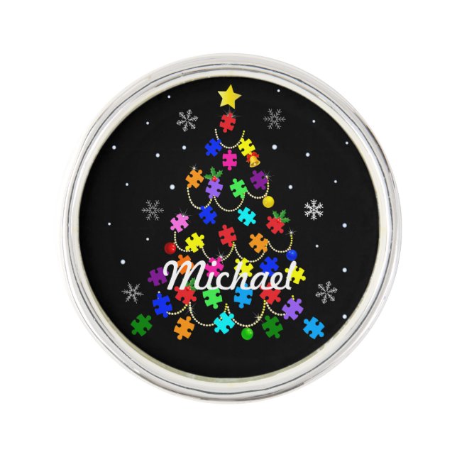 Autism Christmas Tree Lapel Pin (Front)