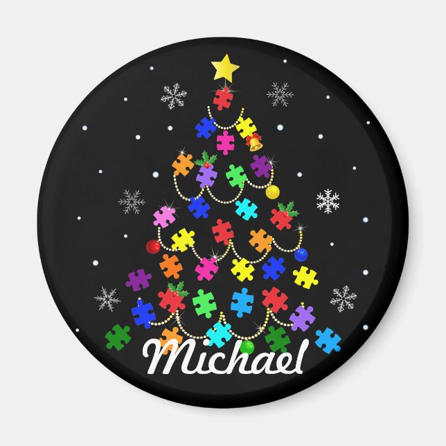 Autism Christmas Tree Magnet (Front)