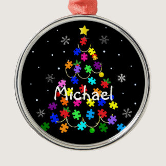 Autism Christmas Tree Metal Ornament