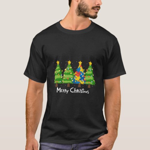 Autism Christmas Tree Ornament Decor Gift Puzzle M T_Shirt
