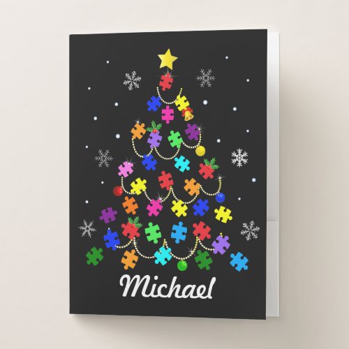 Autism Christmas Tree Pocket Folder