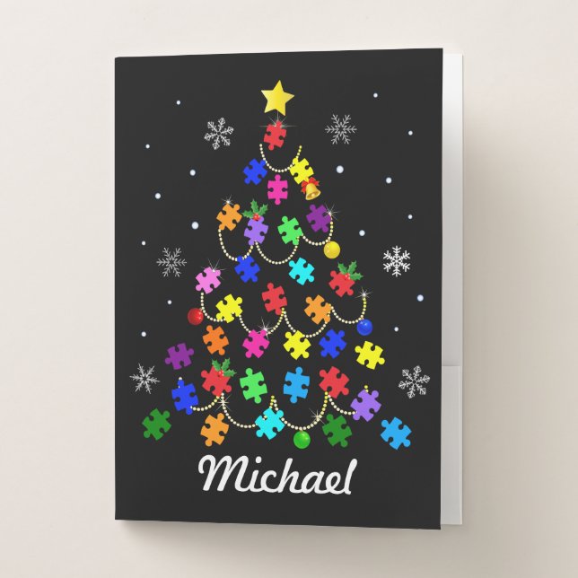 Autism Christmas Tree Pocket Folder (Front)