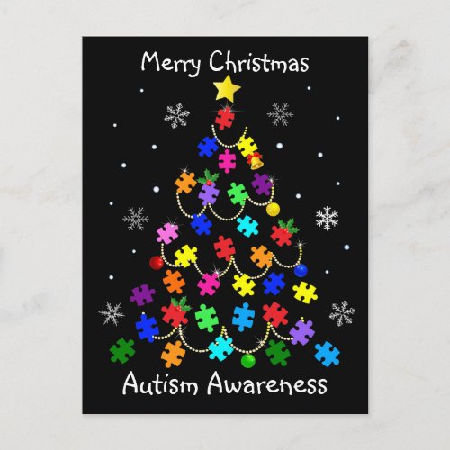 Autism Christmas Tree Postcard