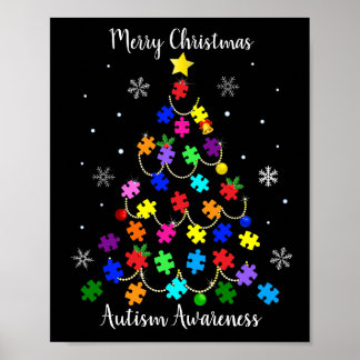 Autism Christmas Tree Poster