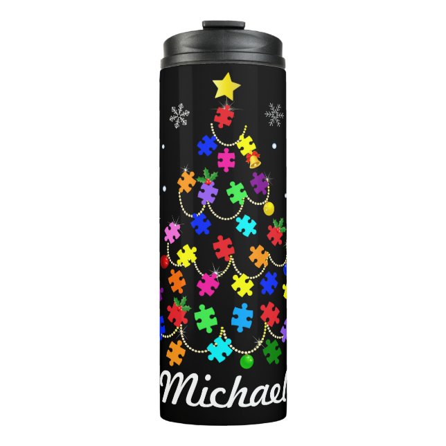 Autism Christmas Tree Thermal Tumbler (Front)