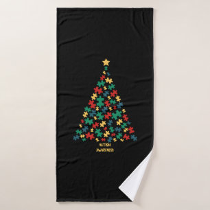Autism christmas tree xmas autism awareness bath towel