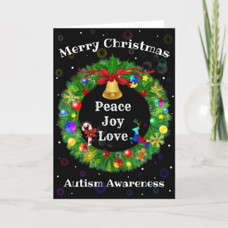 Autism Christmas Wreath Holiday Card